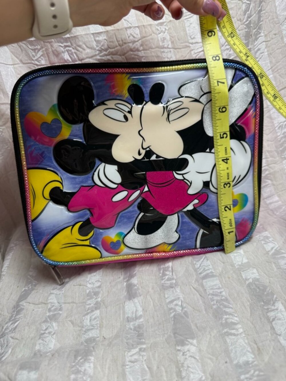 Disney Mickey and Minnie Mouse 3D Puffy Embossed Lunch Box Bag Pink